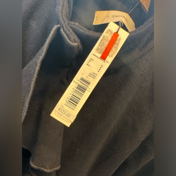 T Tahari Kate Ruffle Wool Blend Coat dark Navy medium - Picture 3 of 6